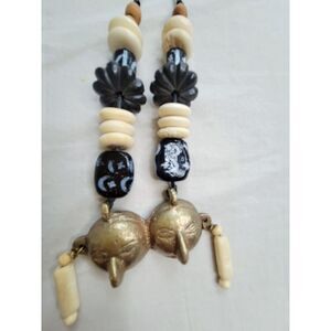 Tribal Mask Necklace  Beads Vintage Estate Jewelry Warrior Faces Ethnic Unique